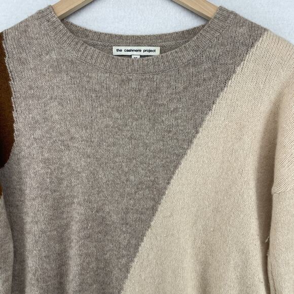 THE CASHMERE PROJECT Sweater XS Colorblock Pullover Jumper Brown - Picture 6 of 13